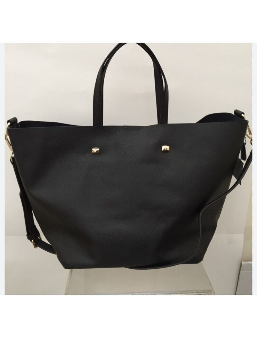 Monserrat De Luca Black Saffiano leather large designer Italian Tote Bag